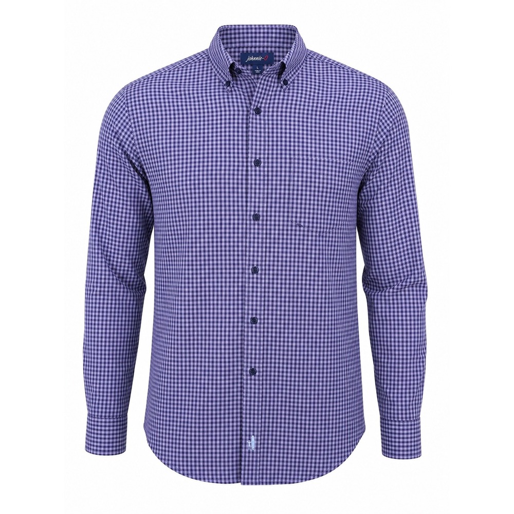 Johnnie-O Button Down Shirt Mens L Purple Gingham Egyptian Cotton Preppy Classic